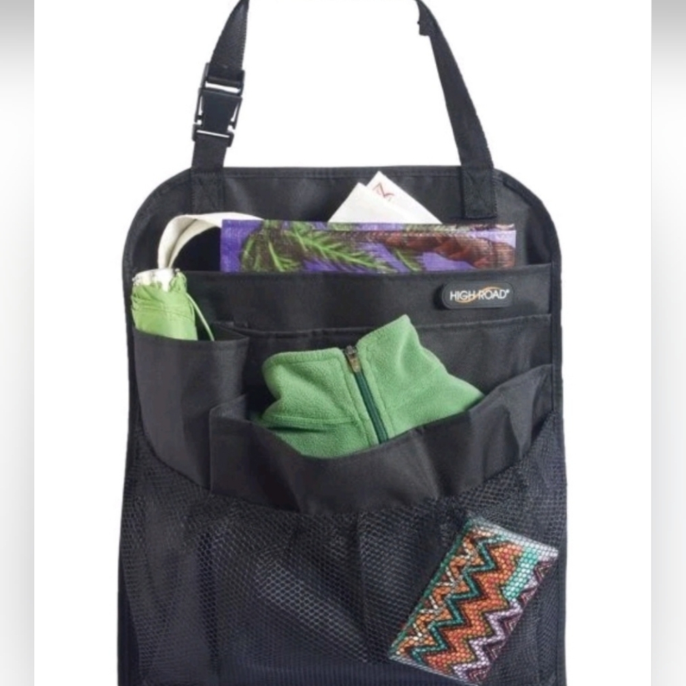 High Road Cloth BackPockets 6 Pocket Back Seat Organizer For Cars, Black
